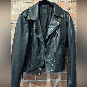 Rudsak lambskin Moto jacket, with gold zips and snaps. Priced to move quickly